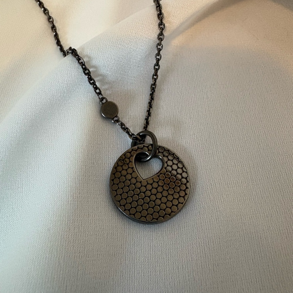 Movado Silver Textured Pendant Necklace